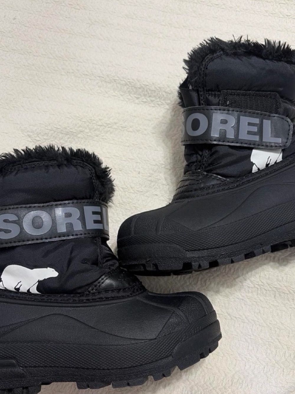Sorel Kids Black Insulated Winter Boots with Faux-Fur Cuff